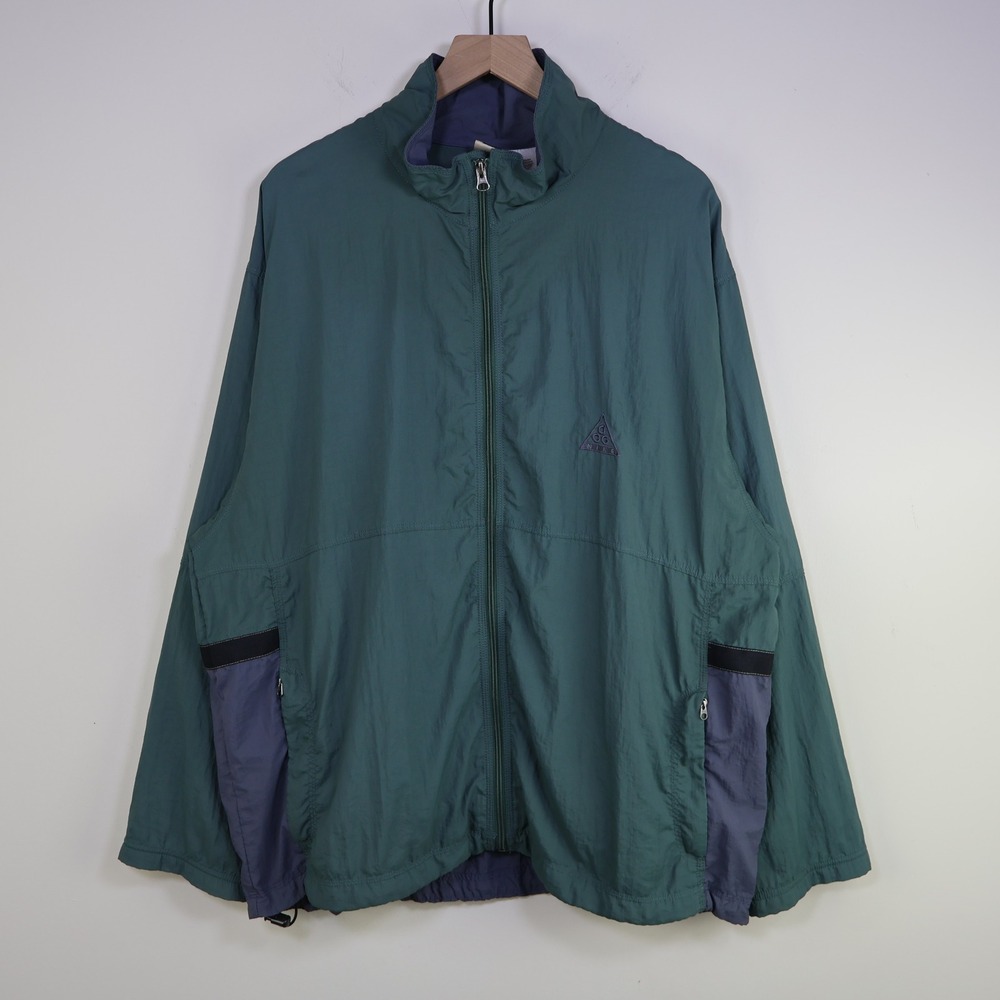 Vintage 90s Nike ACG‎ Packable Windbreaker Jacket Large Gorpcore Full Zip Green
